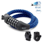 Számzáras bicikli és roller zár (kék-fekete fonott burkolattal)